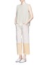 Figure View - Click To Enlarge - SIMON MILLER - 'Tazo' colourblock frayed wide leg cropped jeans