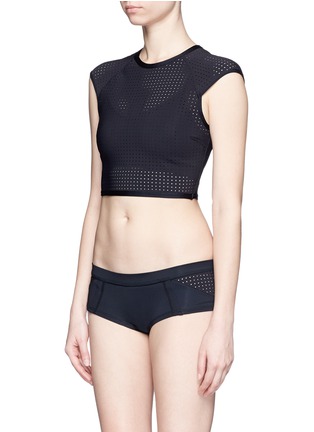 Figure View - Click To Enlarge - VITAMIN A - 'Camila' perforated cropped rash guard