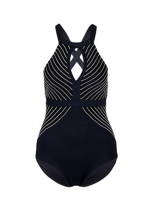 Main View - Click To Enlarge - VITAMIN A - 'Adeline' crisscross back keyhole stripe one-piece swimsuit