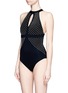 Figure View - Click To Enlarge - VITAMIN A - 'Adeline' crisscross back keyhole stripe one-piece swimsuit