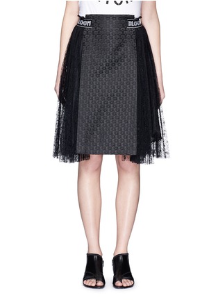Main View - Click To Enlarge - CHICTOPIA - Floral jacquard panel lace skirt