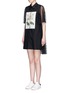 Front View - Click To Enlarge - CHICTOPIA - Floral print panel lace back poplin shirt dress