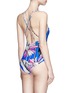 Back View - Click To Enlarge - CHICTOPIA - Crisscross back floral print one-piece swimsuit