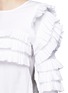 Detail View - Click To Enlarge - HELEN LEE - Tiered ruffle trim cotton poplin top