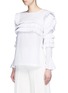 Front View - Click To Enlarge - HELEN LEE - Tiered ruffle trim cotton poplin top