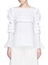 Main View - Click To Enlarge - HELEN LEE - Tiered ruffle trim cotton poplin top