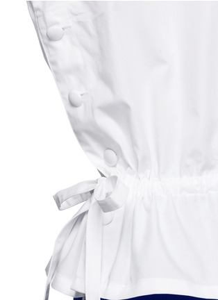 Detail View - Click To Enlarge - HELEN LEE - Off-shoulder drawstring cotton poplin top