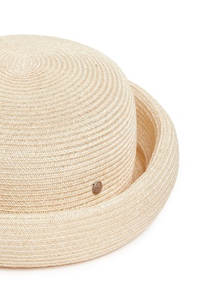 Detail View - Click To Enlarge - MAISON MICHEL - Logo pin canapa straw beret hat
