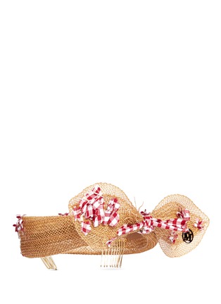 Figure View - Click To Enlarge - MAISON MICHEL - 'Franziska' check appliqué bow straw headband