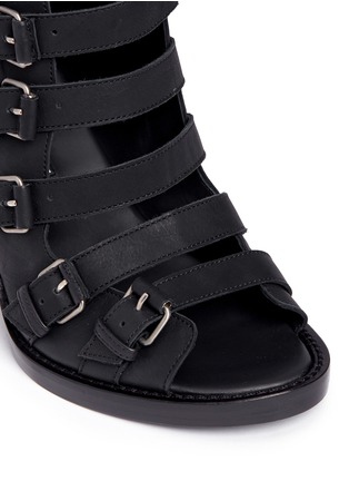 Detail View - Click To Enlarge - ANN DEMEULEMEESTER - Buckle leather wedge sandal boots