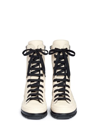 Front View - Click To Enlarge - ANN DEMEULEMEESTER - 'Anthem' leather lace-up sneakers
