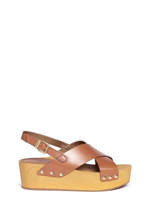 Main View - Click To Enlarge - SAM EDELMAN - 'Bentlee' leather wooden clog platform sandals