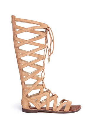 Main View - Click To Enlarge - SAM EDELMAN - 'Gena' lace-up suede gladiator sandals