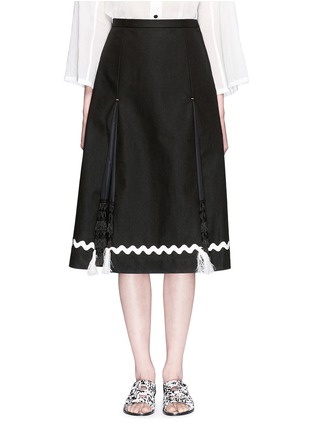 Main View - Click To Enlarge - TOGA ARCHIVES - Woven paper slit linen midi skirt