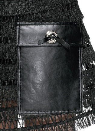 Detail View - Click To Enlarge - TOGA ARCHIVES - Faux leather pocket linen fringe mini skirt