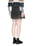 Back View - Click To Enlarge - TOGA ARCHIVES - Faux leather pocket linen fringe mini skirt