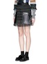 Front View - Click To Enlarge - TOGA ARCHIVES - Faux leather pocket linen fringe mini skirt