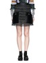 Main View - Click To Enlarge - TOGA ARCHIVES - Faux leather pocket linen fringe mini skirt