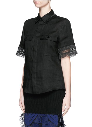 Front View - Click To Enlarge - TOGA ARCHIVES - Fringe linen shirt