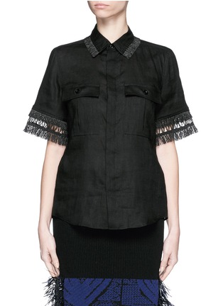 Main View - Click To Enlarge - TOGA ARCHIVES - Fringe linen shirt