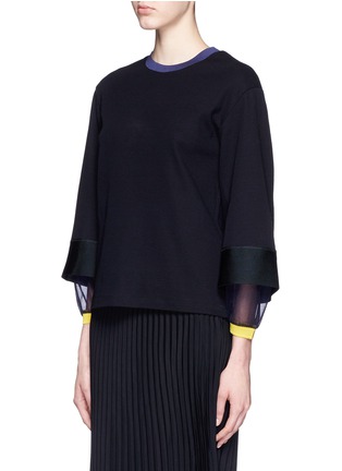 Front View - Click To Enlarge - TOGA ARCHIVES - Stepped sleeve cotton knit top