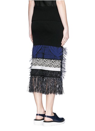 Back View - Click To Enlarge - TOGA ARCHIVES - Fringe mix cotton intarsia knit skirt