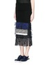 Front View - Click To Enlarge - TOGA ARCHIVES - Fringe mix cotton intarsia knit skirt