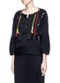 Front View - Click To Enlarge - TOGA ARCHIVES - Faux leather wavy embroidery sweater