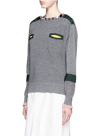 Front View - Click To Enlarge - TOGA ARCHIVES - Stepped sleeve cotton knit sweater