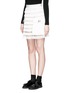 Front View - Click To Enlarge - TOGA ARCHIVES - Faux leather pocket linen fringe mini skirt