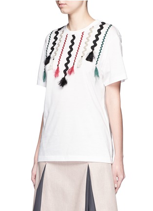 Front View - Click To Enlarge - TOGA ARCHIVES - Squiggle ribbon appliqué jersey T-shirt