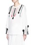 Front View - Click To Enlarge - TOGA ARCHIVES - Squiggle ribbon appliqué flare sleeve T-shirt