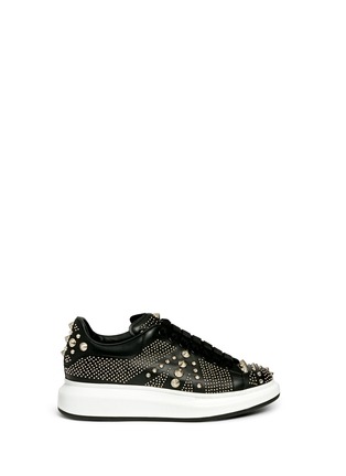 Main View - Click To Enlarge - ALEXANDER MCQUEEN - Union Jack stud platform leather sneakers