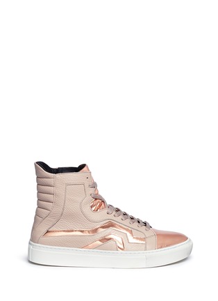 Main View - Click To Enlarge - EUGÈNE RICONNEAUS - 'Nicole' mirror leather combo high top sneakers