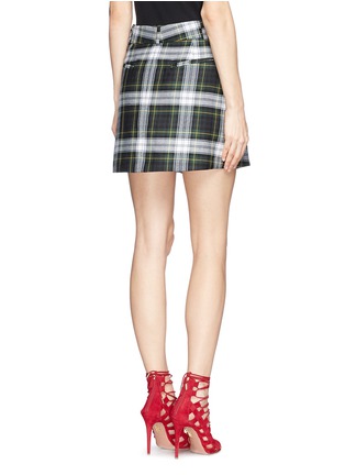 Back View - Click To Enlarge - MC Q - Inverted pleat front tartan check wool skirt