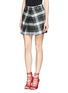 Front View - Click To Enlarge - MC Q - Inverted pleat front tartan check wool skirt