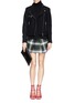 Figure View - Click To Enlarge - MC Q - Inverted pleat front tartan check wool skirt