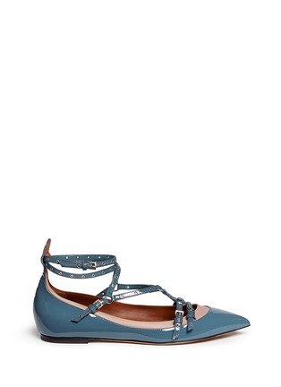 Main View - Click To Enlarge - VALENTINO GARAVANI - 'Love Latch' caged patent leather flats