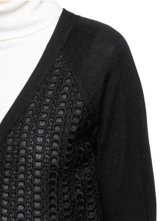 Detail View - Click To Enlarge - SEE BY CHLOÉ - Eyelet lace front wool cardigan