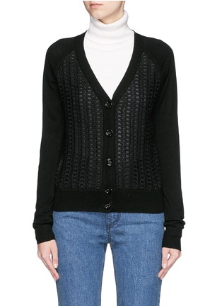 Main View - Click To Enlarge - SEE BY CHLOÉ - Eyelet lace front wool cardigan