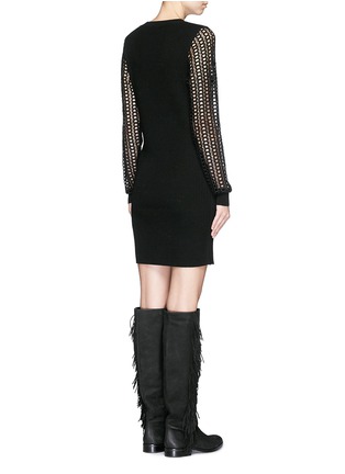Back View - Click To Enlarge - SEE BY CHLOÉ - Eyelet lace wool knit dress