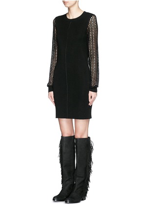 Front View - Click To Enlarge - SEE BY CHLOÉ - Eyelet lace wool knit dress