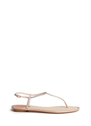 Main View - Click To Enlarge - RENÉ CAOVILLA - 'Cupido' strass border satin T-strap sandals