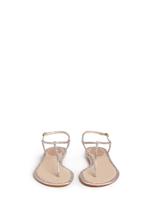 Figure View - Click To Enlarge - RENÉ CAOVILLA - 'Cupido' strass border satin T-strap sandals