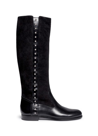 Main View - Click To Enlarge - ALEXANDER MCQUEEN - Suede shaft stud leather boots