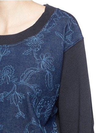 Detail View - Click To Enlarge - SEE BY CHLOÉ - Floral embroidery denim sweatshirt