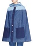 Front View - Click To Enlarge - SEE BY CHLOÉ - Patchwork denim hood cape