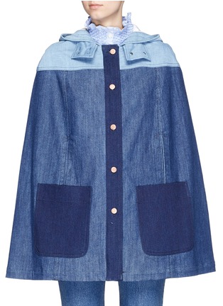 Main View - Click To Enlarge - SEE BY CHLOÉ - Patchwork denim hood cape