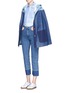 Figure View - Click To Enlarge - SEE BY CHLOÉ - Patchwork denim hood cape