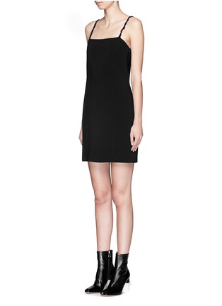 Front View - Click To Enlarge - HELMUT LANG - Raw edge strap stretch crepe dress